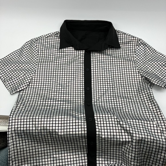 Disco Ball Button Up Bowling Shirt Men's Large Flashy 1970's Style - Picture 3 of 5